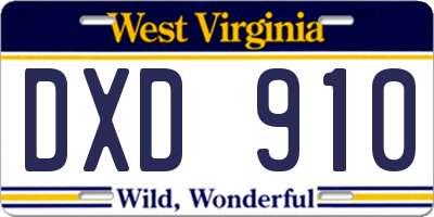 WV license plate DXD910