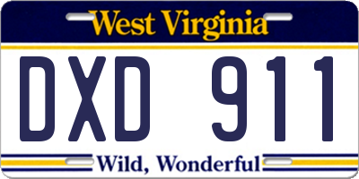 WV license plate DXD911