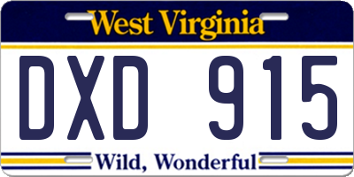 WV license plate DXD915