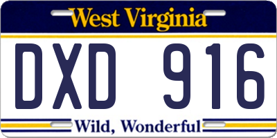 WV license plate DXD916