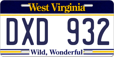 WV license plate DXD932