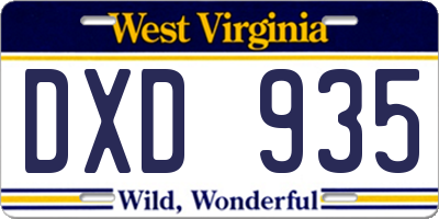 WV license plate DXD935