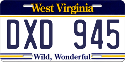 WV license plate DXD945