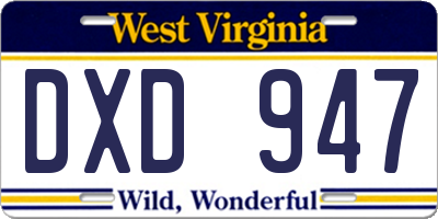 WV license plate DXD947