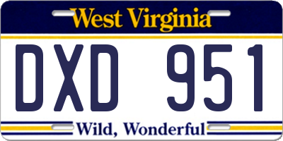 WV license plate DXD951