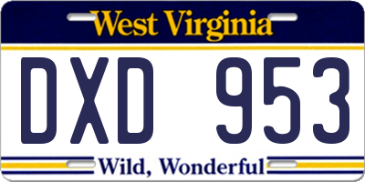 WV license plate DXD953