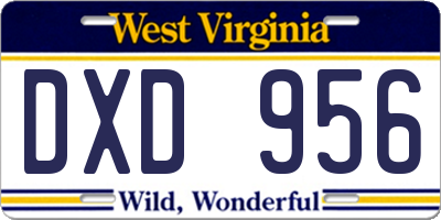 WV license plate DXD956