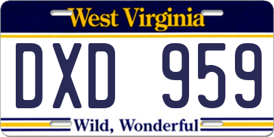 WV license plate DXD959