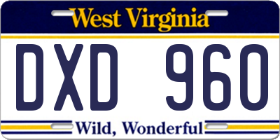 WV license plate DXD960