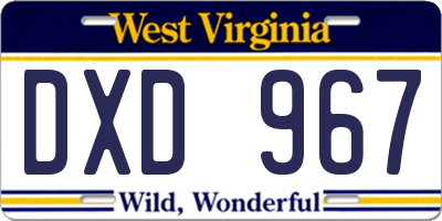 WV license plate DXD967