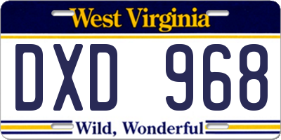 WV license plate DXD968