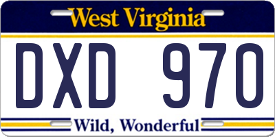 WV license plate DXD970