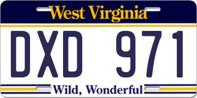 WV license plate DXD971