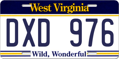 WV license plate DXD976