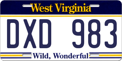 WV license plate DXD983