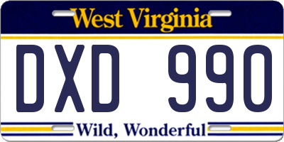 WV license plate DXD990