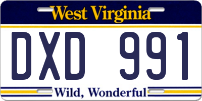 WV license plate DXD991
