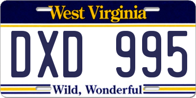 WV license plate DXD995