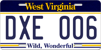 WV license plate DXE006