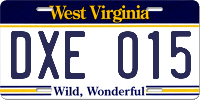 WV license plate DXE015