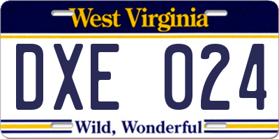 WV license plate DXE024