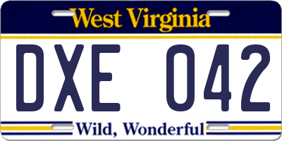 WV license plate DXE042