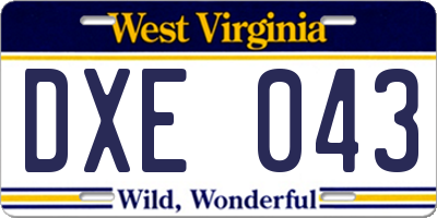 WV license plate DXE043