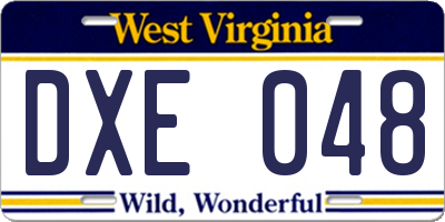 WV license plate DXE048