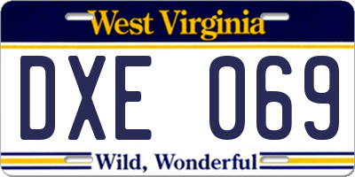 WV license plate DXE069