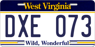 WV license plate DXE073