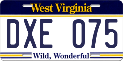 WV license plate DXE075