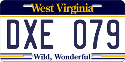 WV license plate DXE079