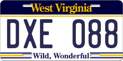 WV license plate DXE088