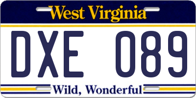 WV license plate DXE089