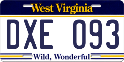 WV license plate DXE093