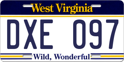 WV license plate DXE097