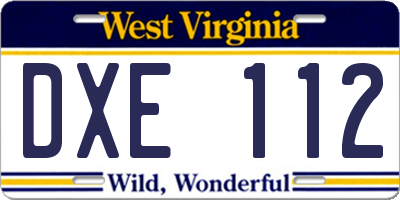 WV license plate DXE112