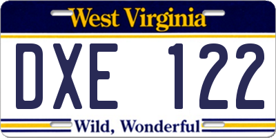 WV license plate DXE122
