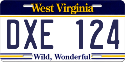 WV license plate DXE124