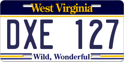 WV license plate DXE127
