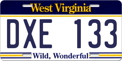 WV license plate DXE133