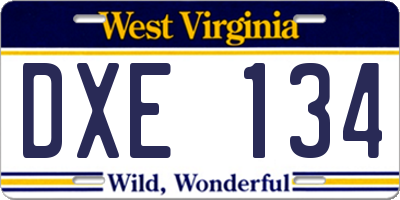 WV license plate DXE134