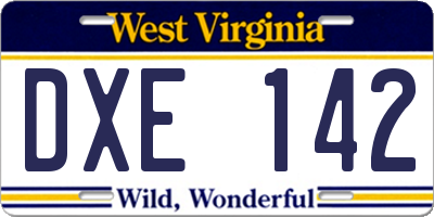 WV license plate DXE142