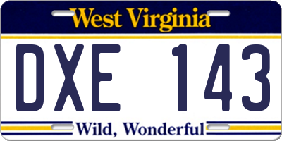WV license plate DXE143