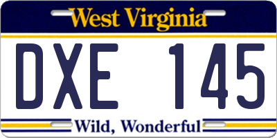 WV license plate DXE145