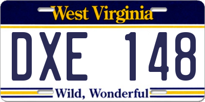 WV license plate DXE148