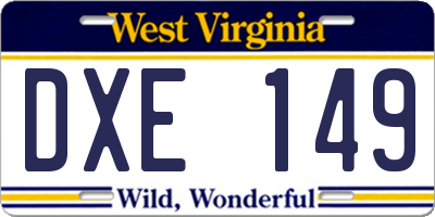 WV license plate DXE149