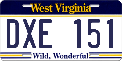 WV license plate DXE151
