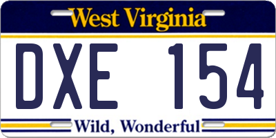 WV license plate DXE154