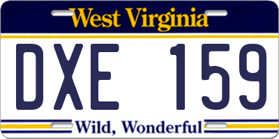 WV license plate DXE159